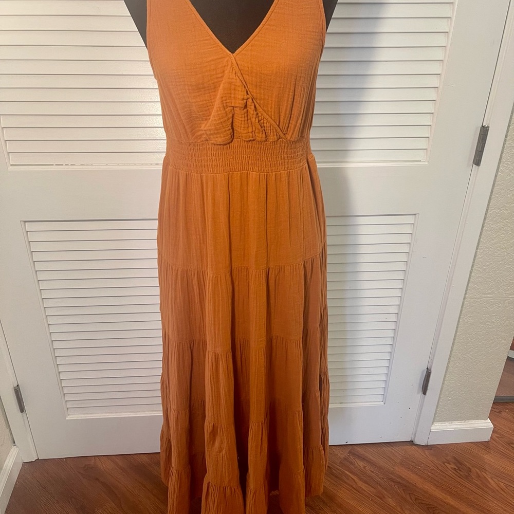 Universal Thread Orange Rust Boho Cotton Maxi Dress
